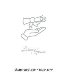 Web line icon. Diploma in hand