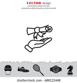Web line icon. Diploma in hand