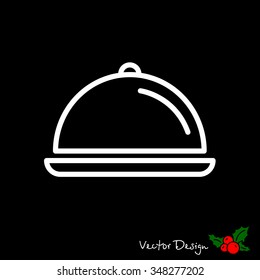 Web line icon. Dish with lid 