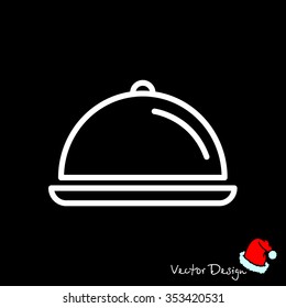 Web line icon. Dish with lid 