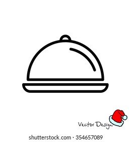 Web line icon. Dish with lid 