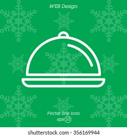 Web line icon. Dish with lid 