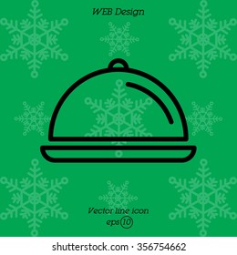 Web line icon. Dish with lid 