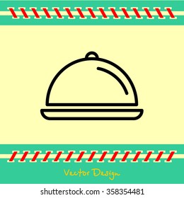 Web line icon. Dish with lid 