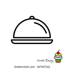 Web line icon. Dish with lid 