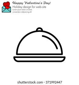 Web line icon. Dish with lid 