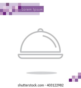 Web line icon. Dish with lid 