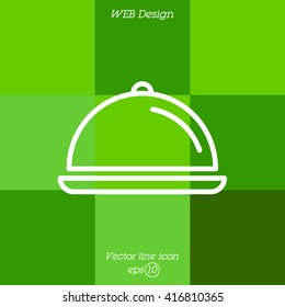 Web line icon. Dish with lid 