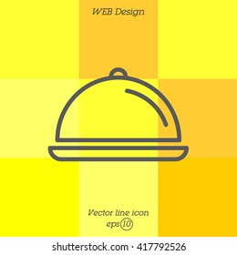 Web line icon. Dish with lid 