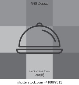 Web line icon. Dish with lid 