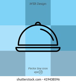Web line icon. Dish with lid 