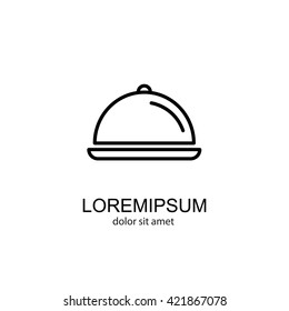 Web line icon. Dish with lid 