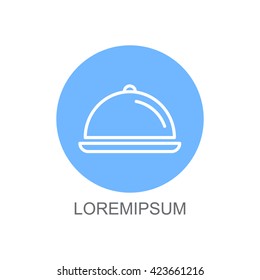 Web line icon. Dish with lid 