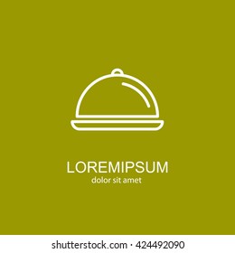 Web line icon. Dish with lid 