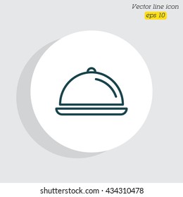 Web line icon. Dish with lid 