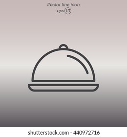 Web line icon. Dish with lid 
