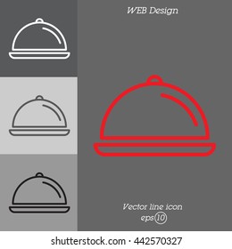 Web line icon. Dish with lid 
