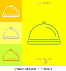 Web line icon. Dish with lid 