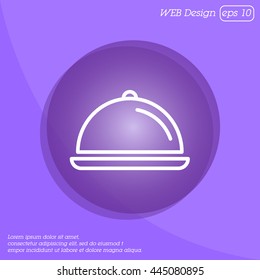 Web line icon. Dish with lid 