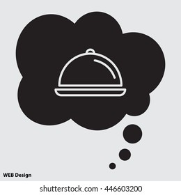Web line icon. Dish with lid 
