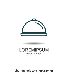 Web line icon. Dish with lid 