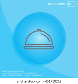 Web line icon. Dish with lid 