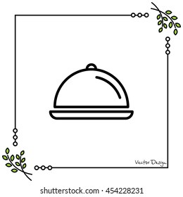 Web line icon. Dish with lid 