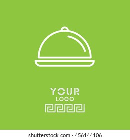 Web line icon. Dish with lid 