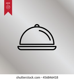 Web line icon. Dish with lid 