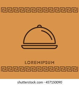 Web line icon. Dish with lid 