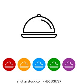 Web line icon. Dish with lid 
