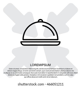 Web line icon. Dish with lid 