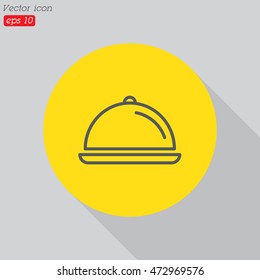 Web line icon. Dish with lid 