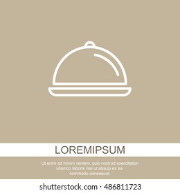 Web line icon. Dish with lid 