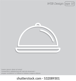 Web line icon. Dish with lid 