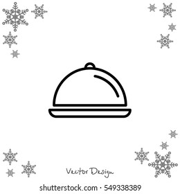 Web line icon. Dish with lid 