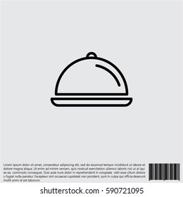 Web line icon. Dish with lid 