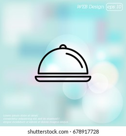 Web line icon. Dish with lid 