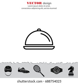 Web line icon. Dish with lid 