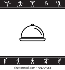 Web line icon. Dish with lid 
