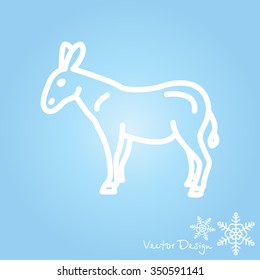 Web line icon. Donkey, livestock