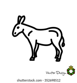 Web line icon. Donkey, livestock