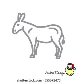 Web line icon. Donkey, livestock