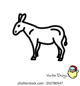 Web line icon. Donkey, livestock