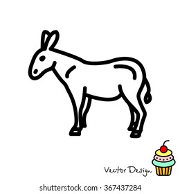 Web line icon. Donkey, livestock