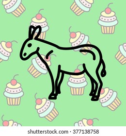 Web line icon. Donkey, livestock