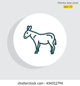 Web line icon. Donkey, livestock
