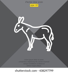 Web line icon. Donkey, livestock