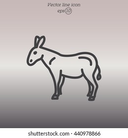 Web line icon. Donkey, livestock