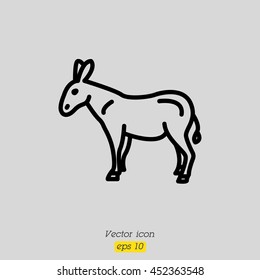 Web line icon. Donkey, livestock